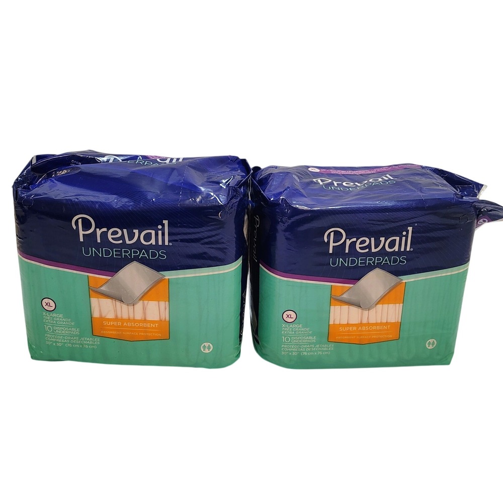 2 pack Prevail XL Underpads 30x30 Super Absorbent Disposable Bed Pads‎ 10 Countt